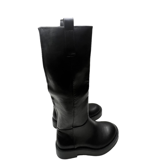 Zara Leather Tall Riding Pull-on Boots Black Size US 6 - Picture 8 of 12